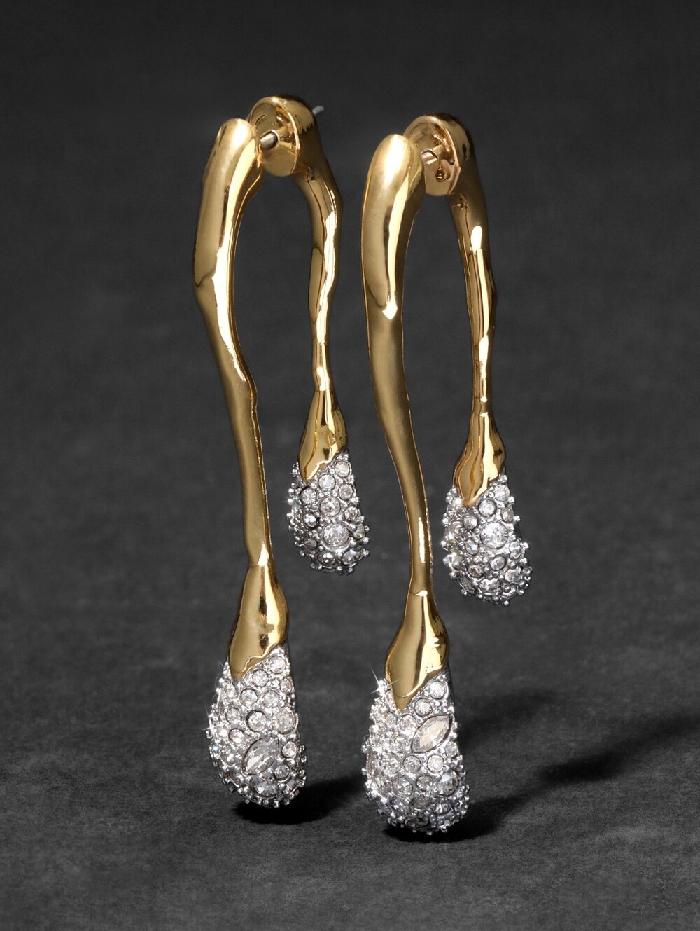 Alexis Bittar Solanales Crystal Front Back Double Drop Earring- Gold